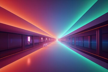 Wall Mural - Portal to another universe with neon glow around