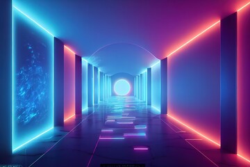Wall Mural - Portal to another universe with neon glow around
