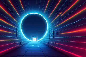 Wall Mural - Portal to another universe with neon glow around