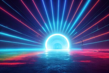 Wall Mural - Portal to another universe with neon glow around