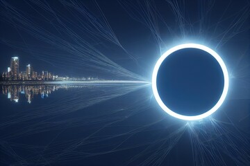 Wall Mural - Portal to another universe with neon glow around