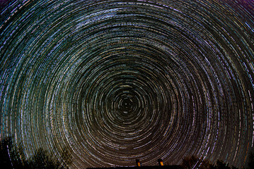Star Trail long exposure of sky with stars