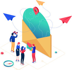 Wall Mural - Email marketing - modern colorful isometric illustration