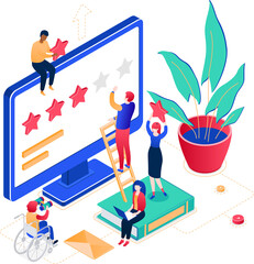 Wall Mural - company testimonials - modern colorful isometric illustration