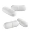 Set of white pills isolated on white or transparent background.