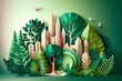 © surassawadee - Green eco friendly city and urban forest landscape abstract