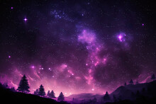 Stars In The Night Sky,purple Background. Generative AI