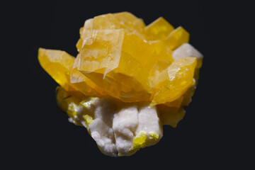 natural raw piece of sulfur mineral stone crystal