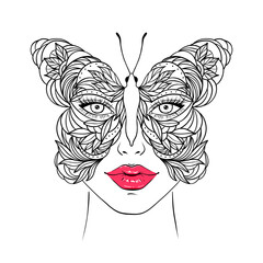 Sticker - Butterfly and woman face