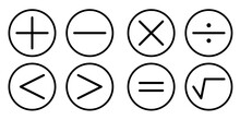 Math Symbol Icon Set, Simple Math Symbol