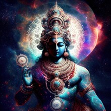 Hindu God Vishnu In Universe Generative Ai