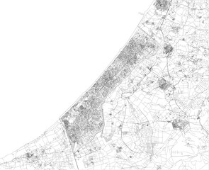 Canvas Print - Satellite view of the Gaza Strip is a self-governing Palestinian territory on the eastern coast of the Mediterranean Sea. Map, streets of the area
