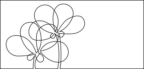 Canvas Print - continuous line drawing of two flowers greetings card design