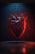A bloody human heart. Horror scene. Generated AI image