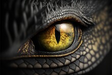  A Close Up Of A Dragon Eye With Yellow And Black Colors On It's Iris And Black Wings, With A Black Background And White Text That Reads, I Am I Am Not.
