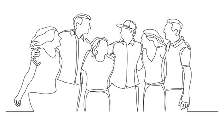 Wall Mural - group of happy friends standing together and laughing - png image with transparent background