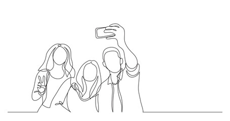 Wall Mural - group of happy young friends making selfie - PNG image with transparent background