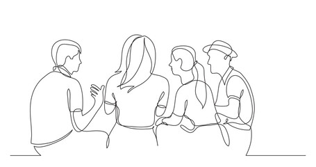 Wall Mural - young friends sitting and talking together - PNG image with transparent background