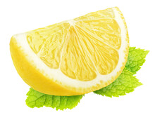 Isolated Citrus Slices With Mint