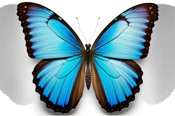 Canvas Print - Wings of a butterfly Morpho. Morpho butterfly wings isolated on a white background. Generative AI