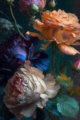 Wall Mural - Beautiful roses, generated by ai, cover or background picture