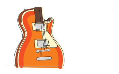 Canvas Print - continuous line drawing electric guitar with two humbuckers colored - PNG image with transparent background