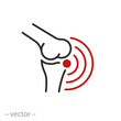 © Yurii - joint pain icon, injury leg, arthritis, inflammation person knee, thin line symbol - editable stroke vector illustration