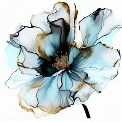 Wall Mural - Abstract blue flower, delicate botanical floral background. generative ai.