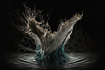 Poster - Isolated Water Splash On A Black Background. Generative AI