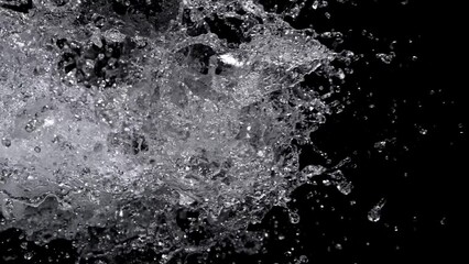 Wall Mural - super slow motion shot of real side water splash explosion on black background at 1000fps.