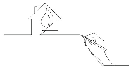 Canvas Print - hand drawing business concept sketch of green energy home solutions - PNG image with transparent background