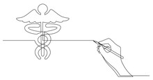 Hand Drawing Business Concept Sketch Of Healthcare Caduceus Symbol - PNG Image With Transparent Background