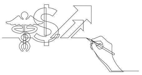 Poster - hand drawing business concept sketch of health care cost rising - PNG image with transparent background