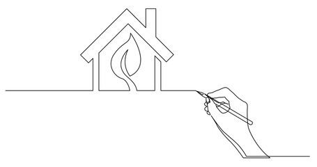 Poster - hand drawing business concept sketch of of green energy house symbol - PNG image with transparent background