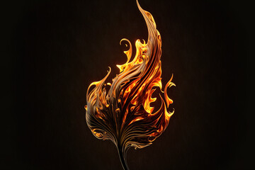 Poster - Orange flame on black background. Generative AI