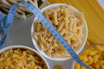 Wall Mural - Dry pasta, spaghetti, measuring tape