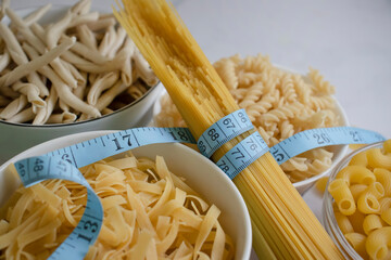 Wall Mural - Dry pasta, spaghetti, measuring tape