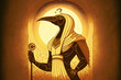 God, toth. The god of wisdom and knowledge in ancient Egypt was called Thoth. Illustration in color against a golden backdrop. Generative AI