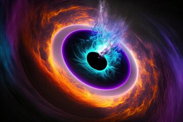 Wall Mural - plasma glow disk and a black hole. gravity, the cause of the astronaut's descent at the event horizo