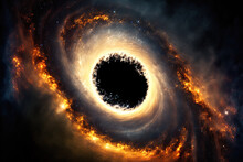 A Black Hole Gulping Down A Cloud Of Dust. A Rotating Black Hole Is Being Surrounded By Space Clouds. A Black Hole In The Milky Way Is Distorting Spacetime. Generative AI