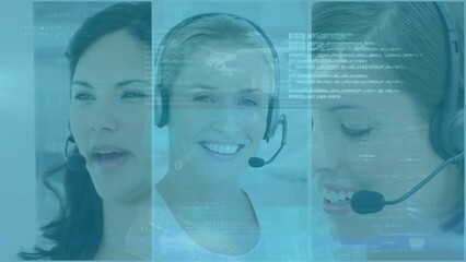 Poster - Animation of data processing over diverse people using phone headsets working in call center