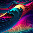 canvas print picture - Die Welle, gewaltig und farbig, ai generated