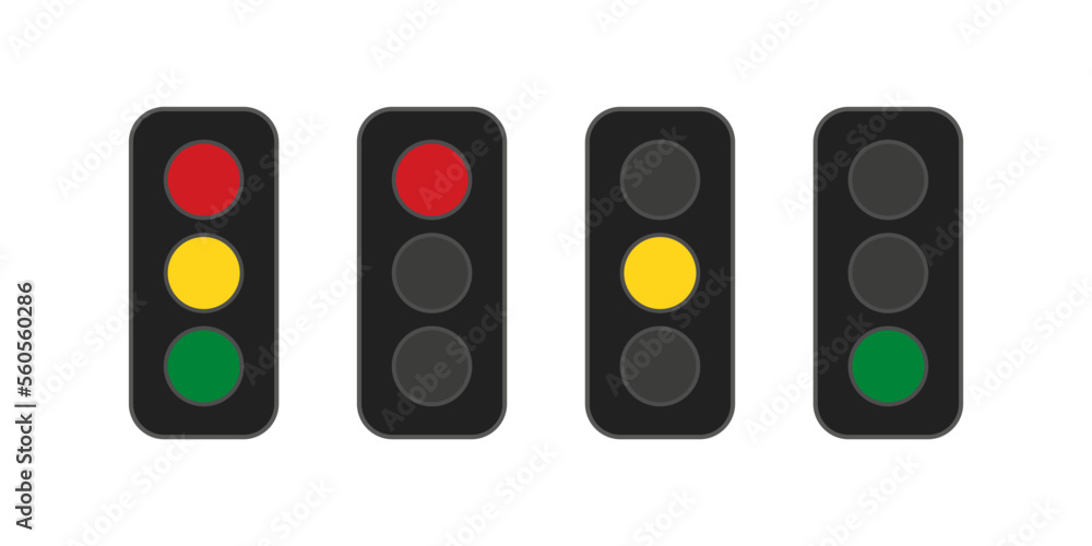 Trafficlamp icons. Traffic lights on white background. Road sign ...