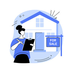 Sticker - Property management isolated cartoon vector illustrations.