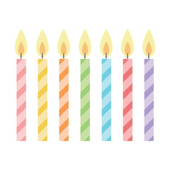 Birthday candles vector illustration on white background. Vector colorful candle used on birthday cake. Can be used in educational books.