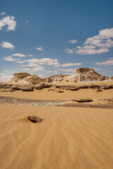 Wall Mural - White desert in western Egypt taken in January 2022