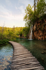 Wall Mural - Plitvice lakes waterfall Croatia taken in May 2022