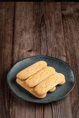 Wall Mural - ladyfingers cookies on the table.