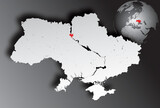 Fototapeta  - Map of Ukraine with rivers and lakes and Earth globe with Ukraine in red. Hand made. Please look at my other images of cartographic series - they are all very detailed and carefully drawn by hand