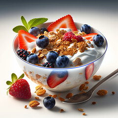 Wall Mural - Healthy Granola, Yogurt and Berries Breakfast